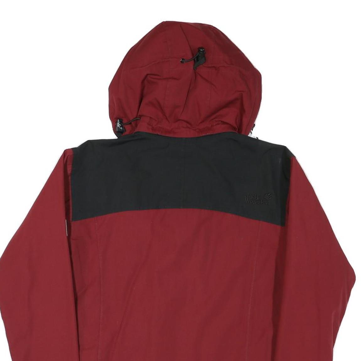 JACK WOLFSKIN Womens Red & Black Outdoor Jacket UK 10 Polyester Blend Zip Hooded