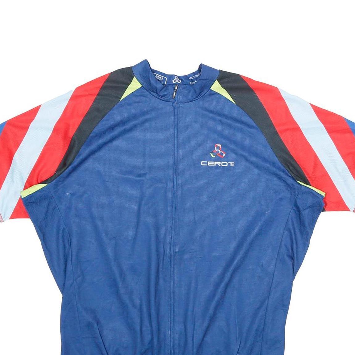 CEROTI Mens Blue & Red Graphic T-Shirt M Short Sleeve Crew Neck Polyester