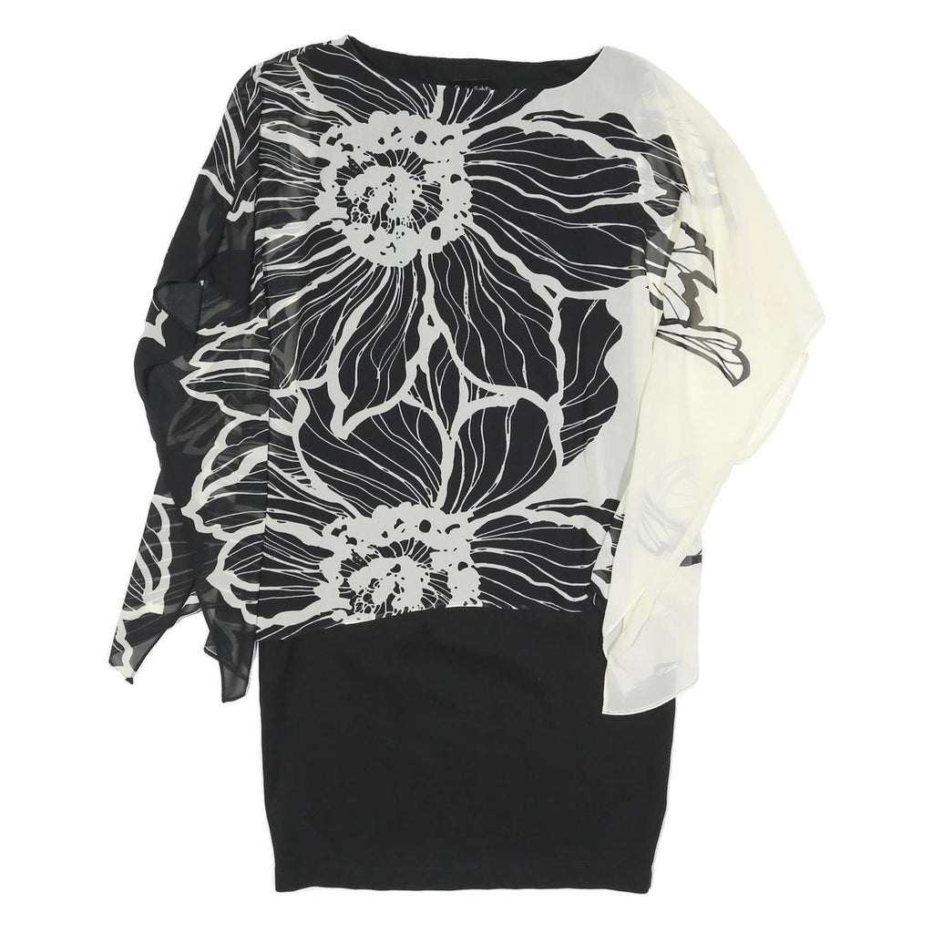 PHASE EIGHT Womens Black & White Floral Day Polyester Blend Shift Dress UK 12