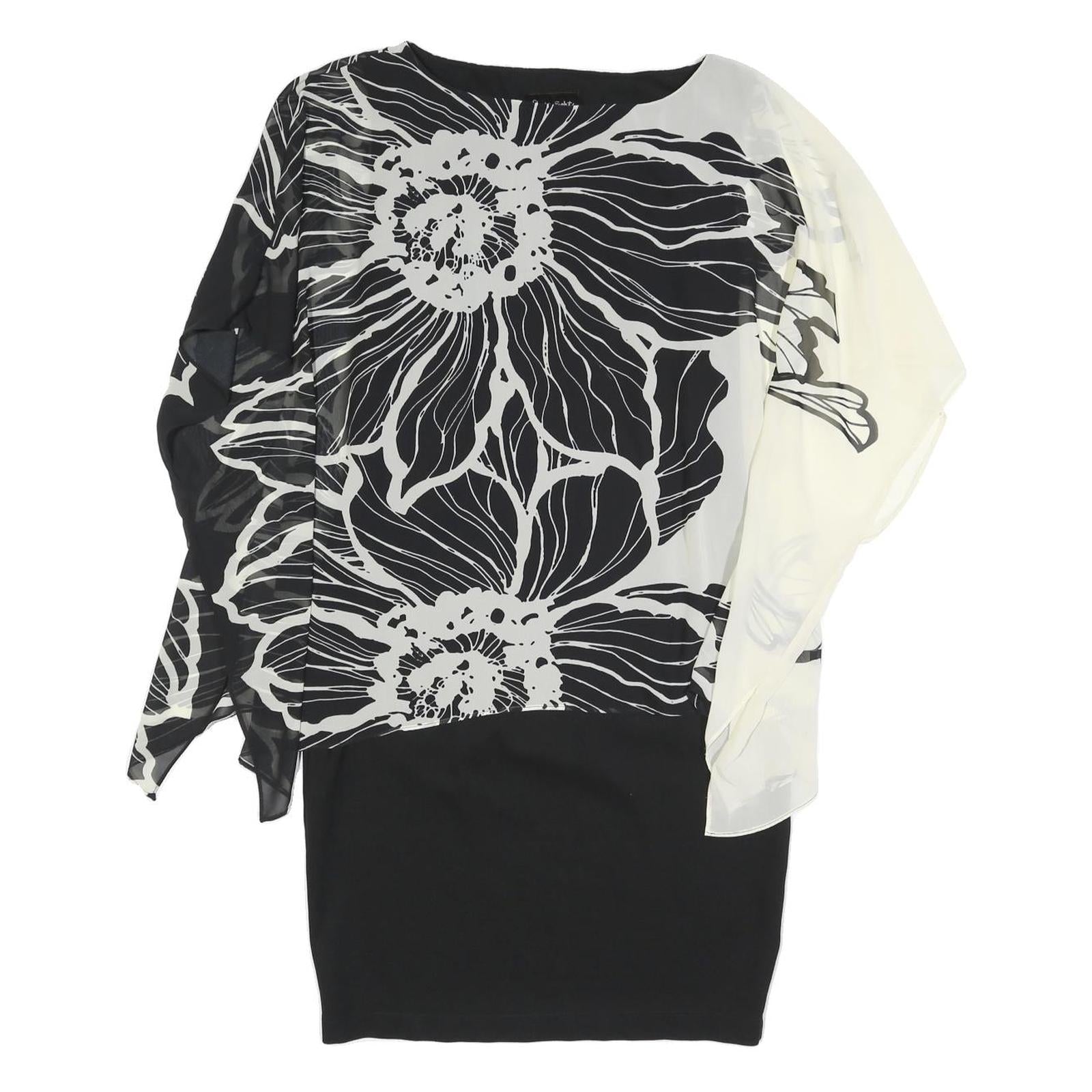 PHASE EIGHT Womens Black & White Floral Day Polyester Blend Shift Dress UK 12