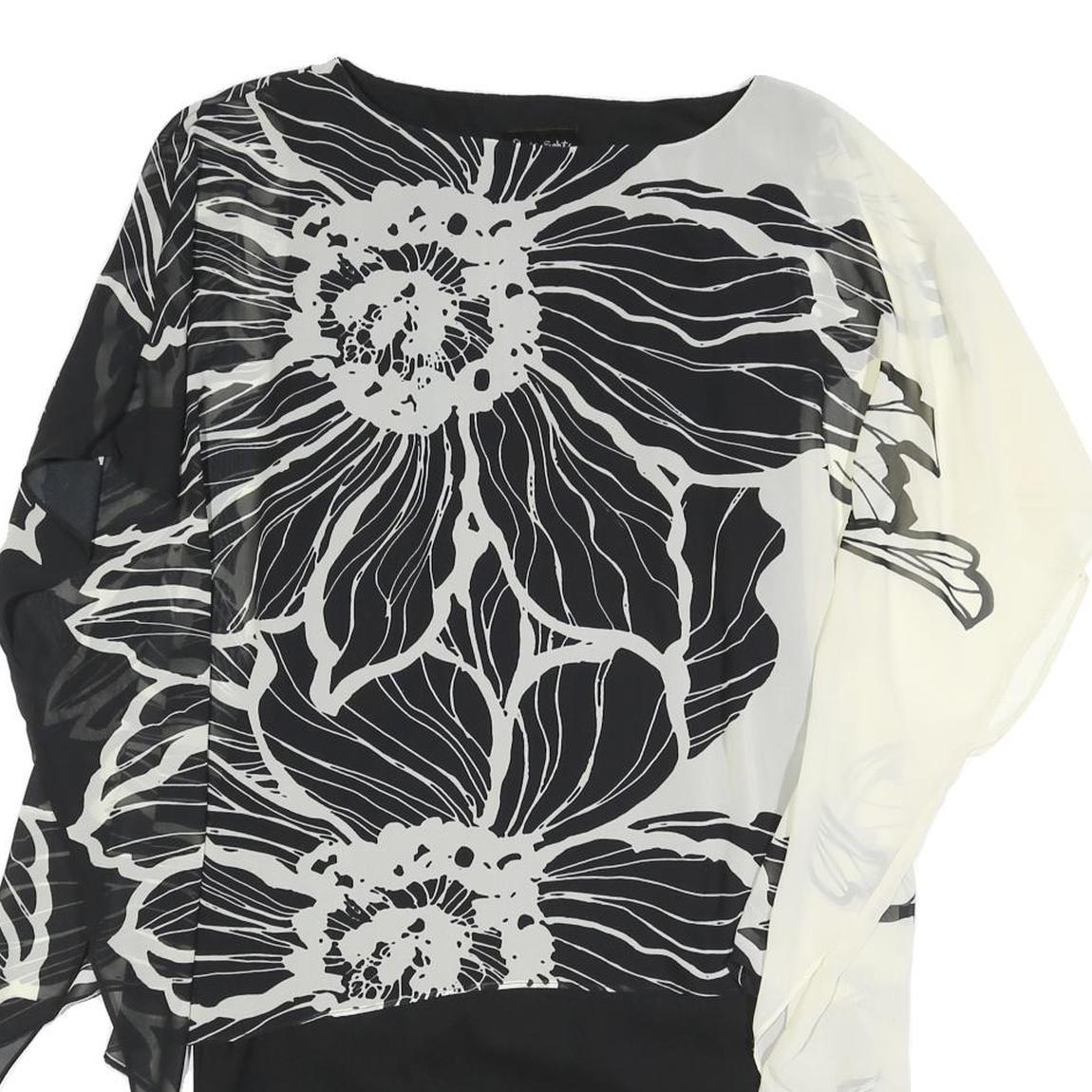 PHASE EIGHT Womens Black & White Floral Day Polyester Blend Shift Dress UK 12