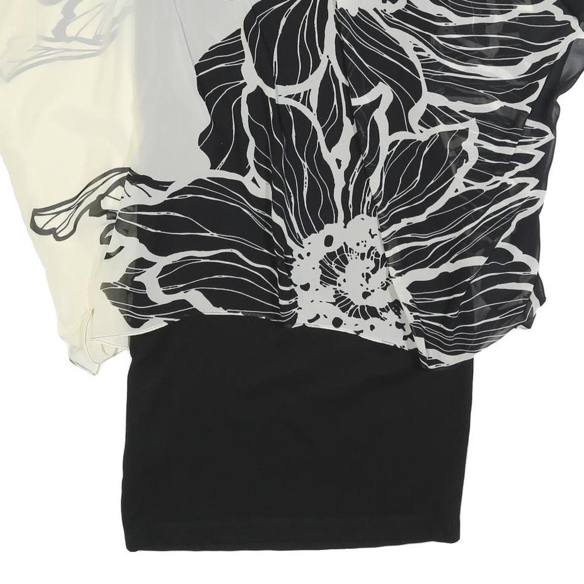 PHASE EIGHT Womens Black & White Floral Day Polyester Blend Shift Dress UK 12