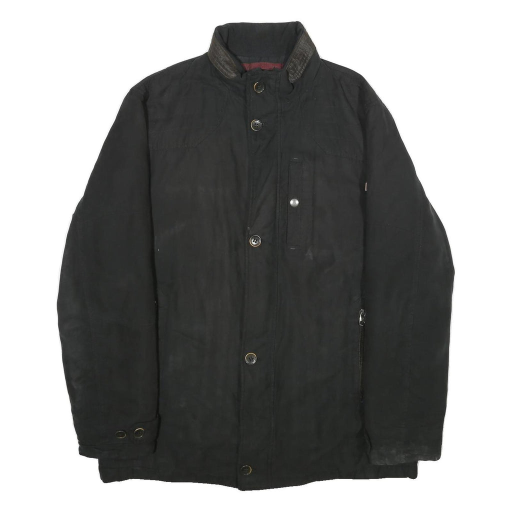 PIERRE CARDIN Mens Black Polyester Zip Up Jacket XL Plain Stylish Outerwear