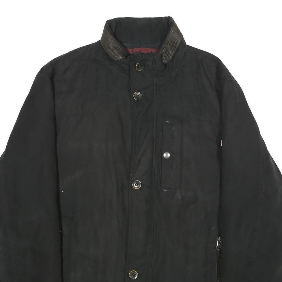 PIERRE CARDIN Mens Black Polyester Zip Up Jacket XL Plain Stylish Outerwear