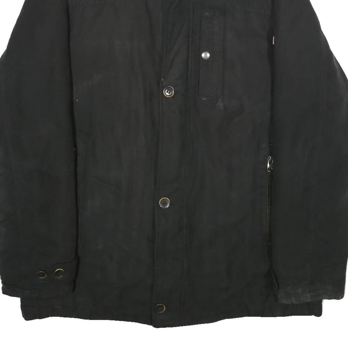PIERRE CARDIN Mens Black Polyester Zip Up Jacket XL Plain Stylish Outerwear