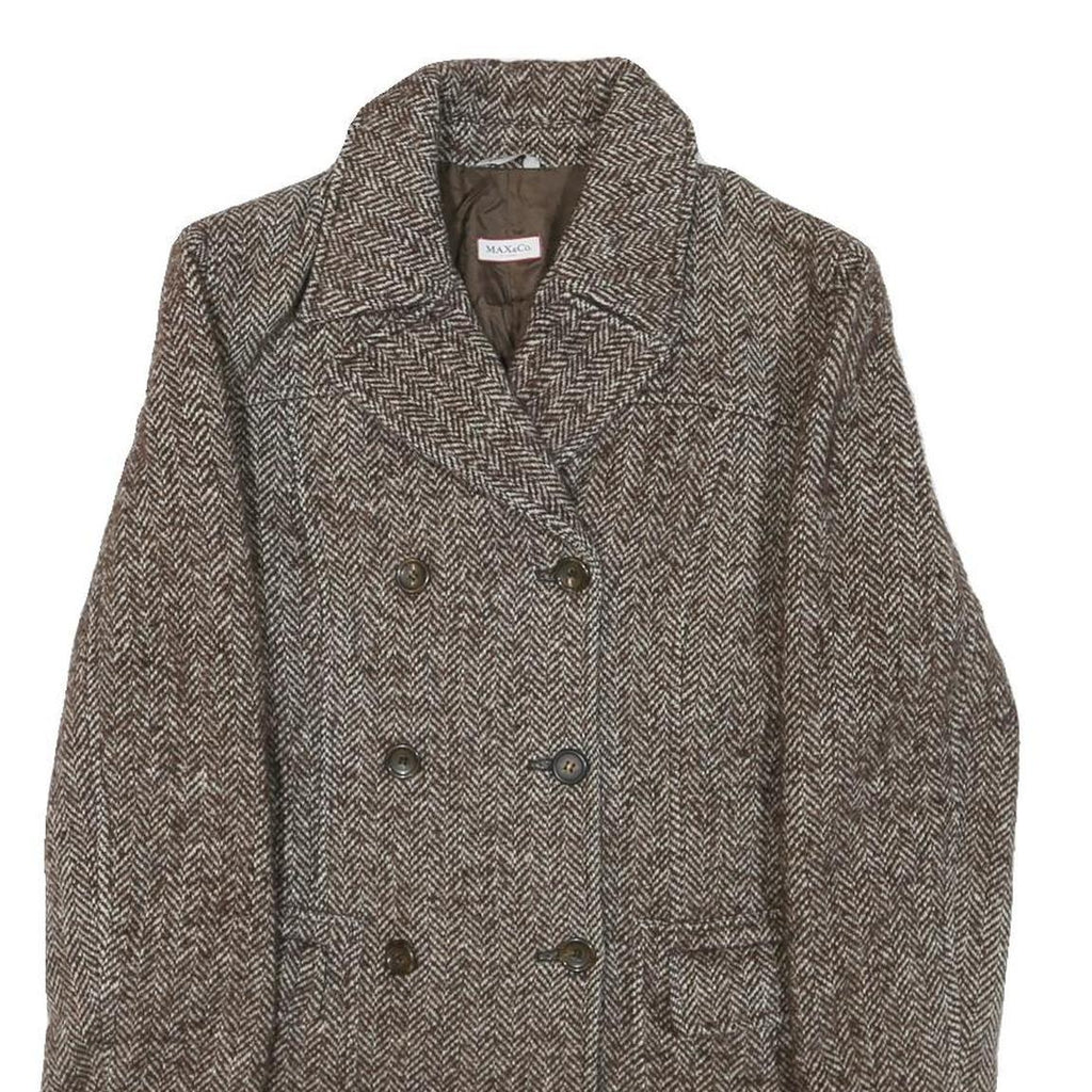 MAX&CO Womens Brown Wool Blend Herringbone Button Jacket UK 10 Classic Tailored