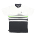NIKE Boys White Black Green Stripe T-Shirt XL Short Sleeve 1/4 Zip Sportswear