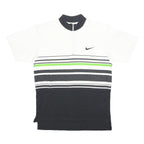 NIKE Boys White Black Green Stripe T-Shirt XL Short Sleeve 1/4 Zip Sportswear