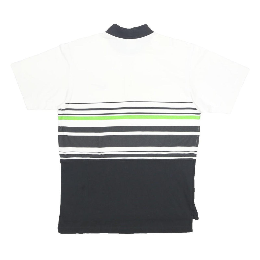 NIKE Boys White Black Green Stripe T-Shirt XL Short Sleeve 1/4 Zip Sportswear