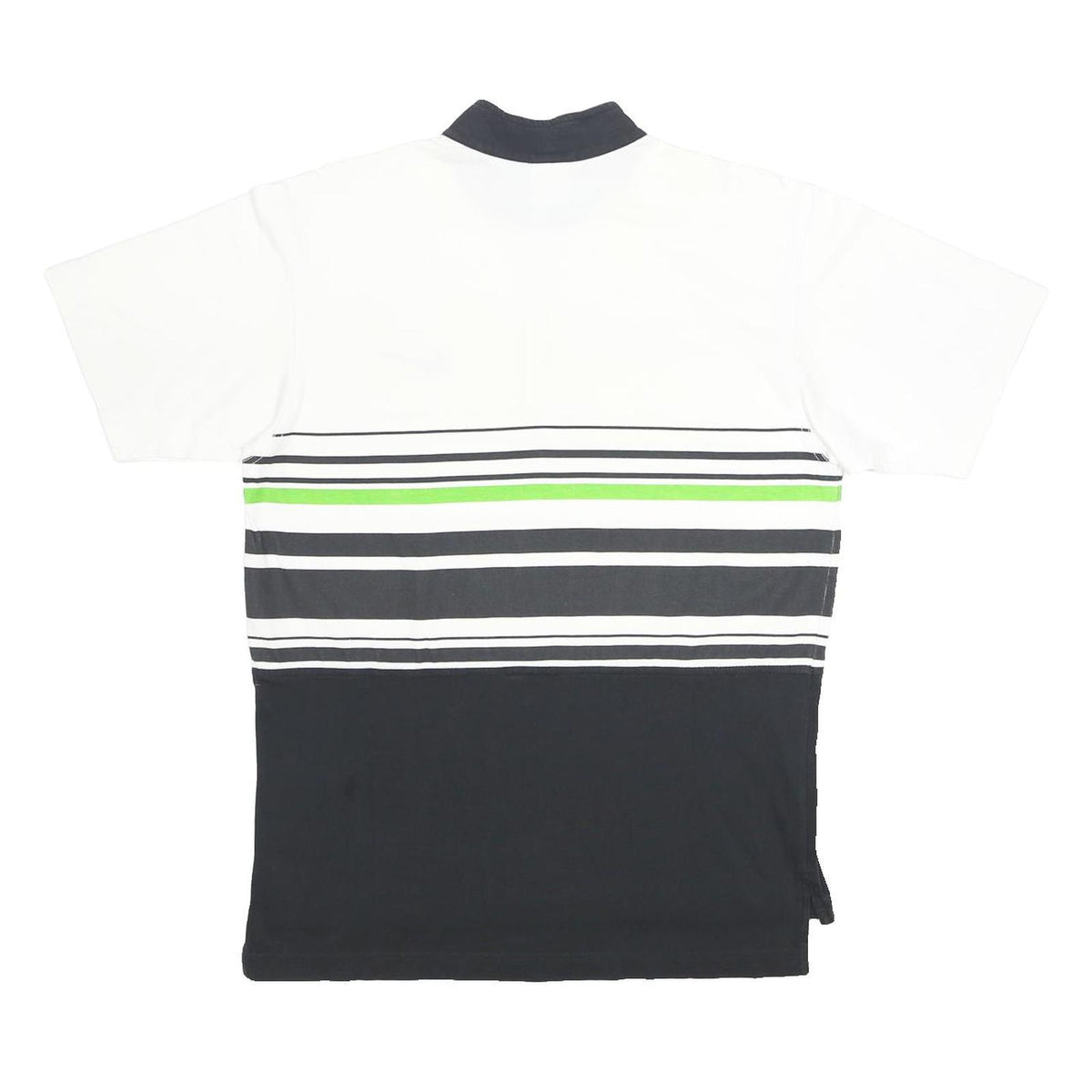 NIKE Boys White Black Green Stripe T-Shirt XL Short Sleeve 1/4 Zip Sportswear