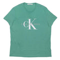 CALVIN KLEIN JEANS Mens Green Graphic T-Shirt 4XL Short Sleeve Crew Neck Cotton