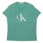 CALVIN KLEIN JEANS Mens Green Graphic T-Shirt 4XL Short Sleeve Crew Neck Cotton