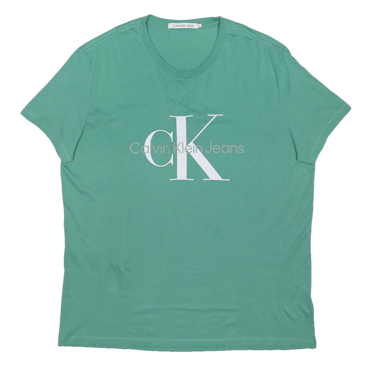 CALVIN KLEIN JEANS Mens Green Graphic T-Shirt 4XL Short Sleeve Crew Neck Cotton