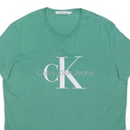 CALVIN KLEIN JEANS Mens Green Graphic T-Shirt 4XL Short Sleeve Crew Neck Cotton