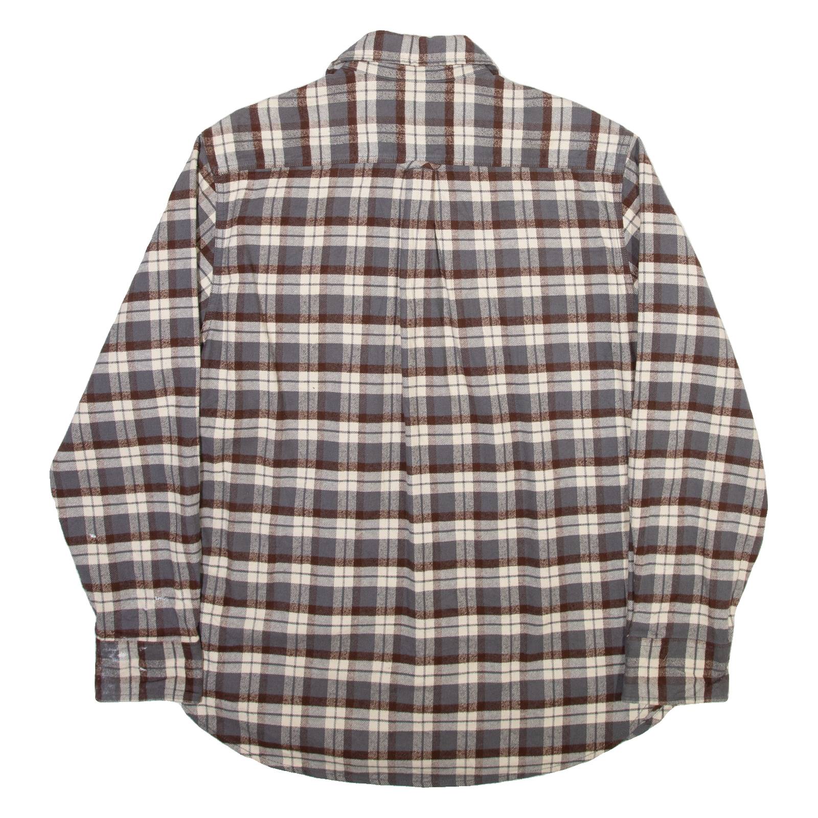 JACHS Mens Shirt Beige Check Long Sleeve M