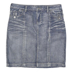 PASHU Womens Blue Denim Mini Cotton Plain Skirt M Casual Streetwear