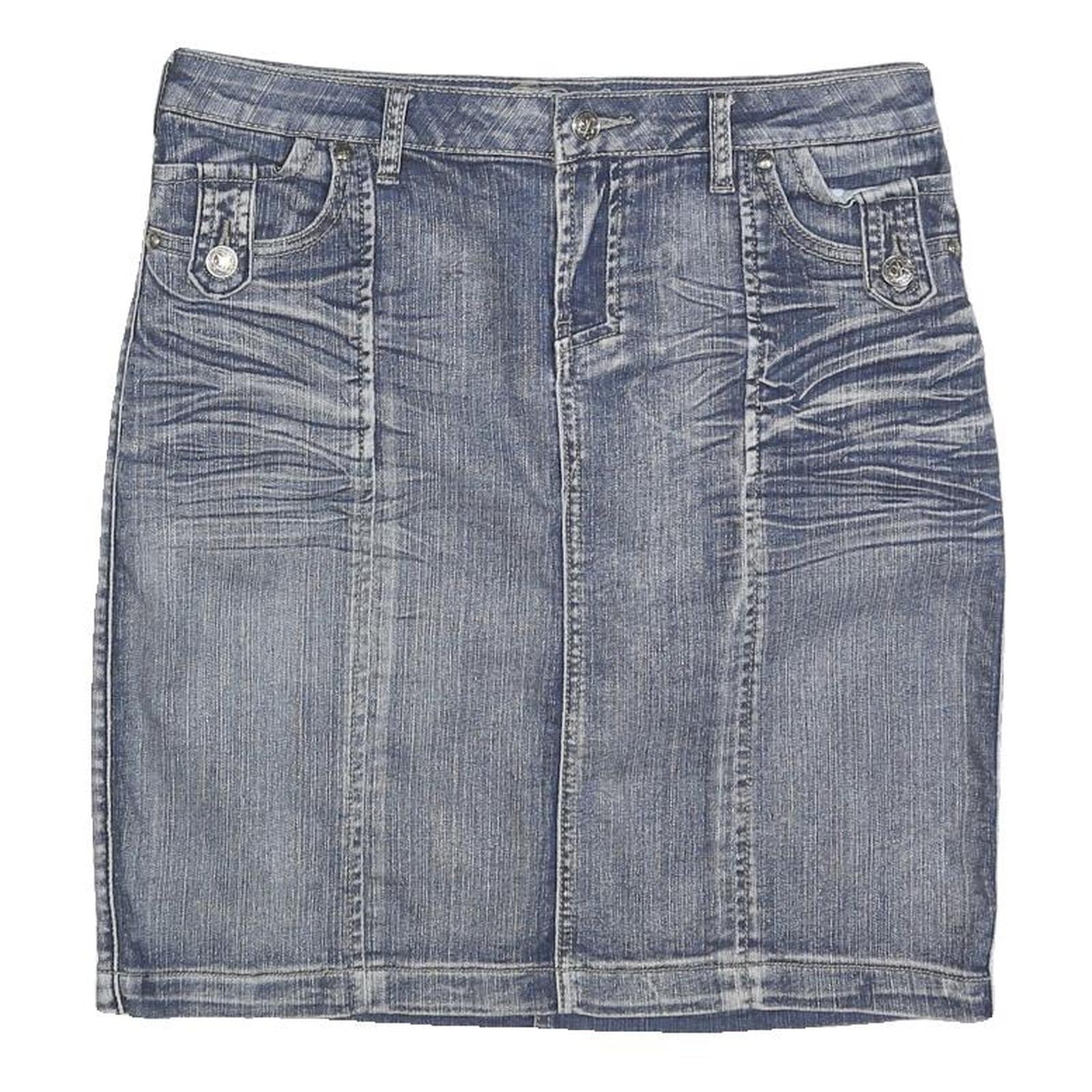 PASHU Womens Blue Denim Mini Cotton Plain Skirt M Casual Streetwear