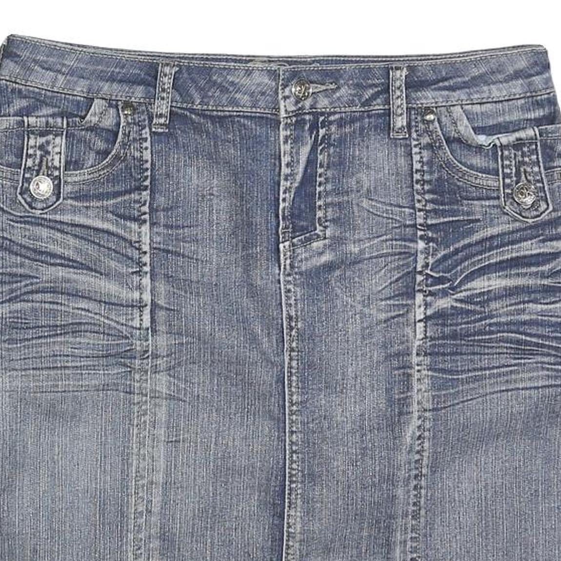 PASHU Womens Blue Denim Mini Cotton Plain Skirt M Casual Streetwear