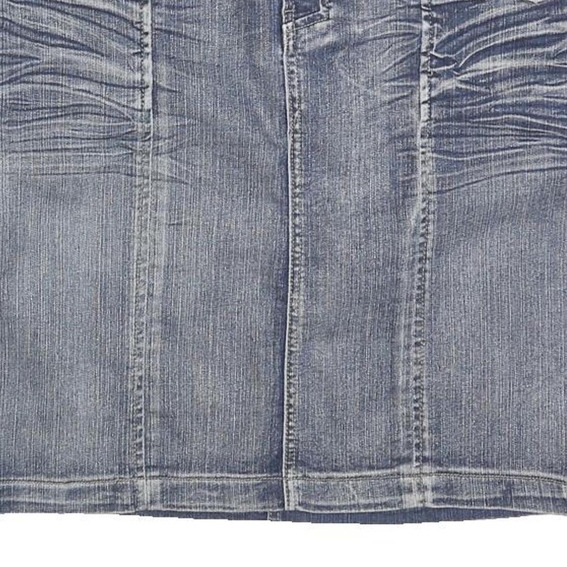 PASHU Womens Blue Denim Mini Cotton Plain Skirt M Casual Streetwear