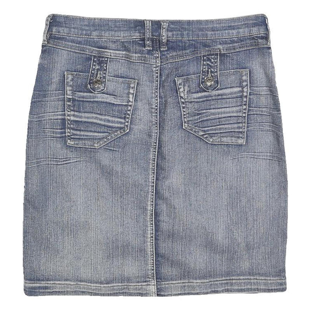 PASHU Womens Blue Denim Mini Cotton Plain Skirt M Casual Streetwear