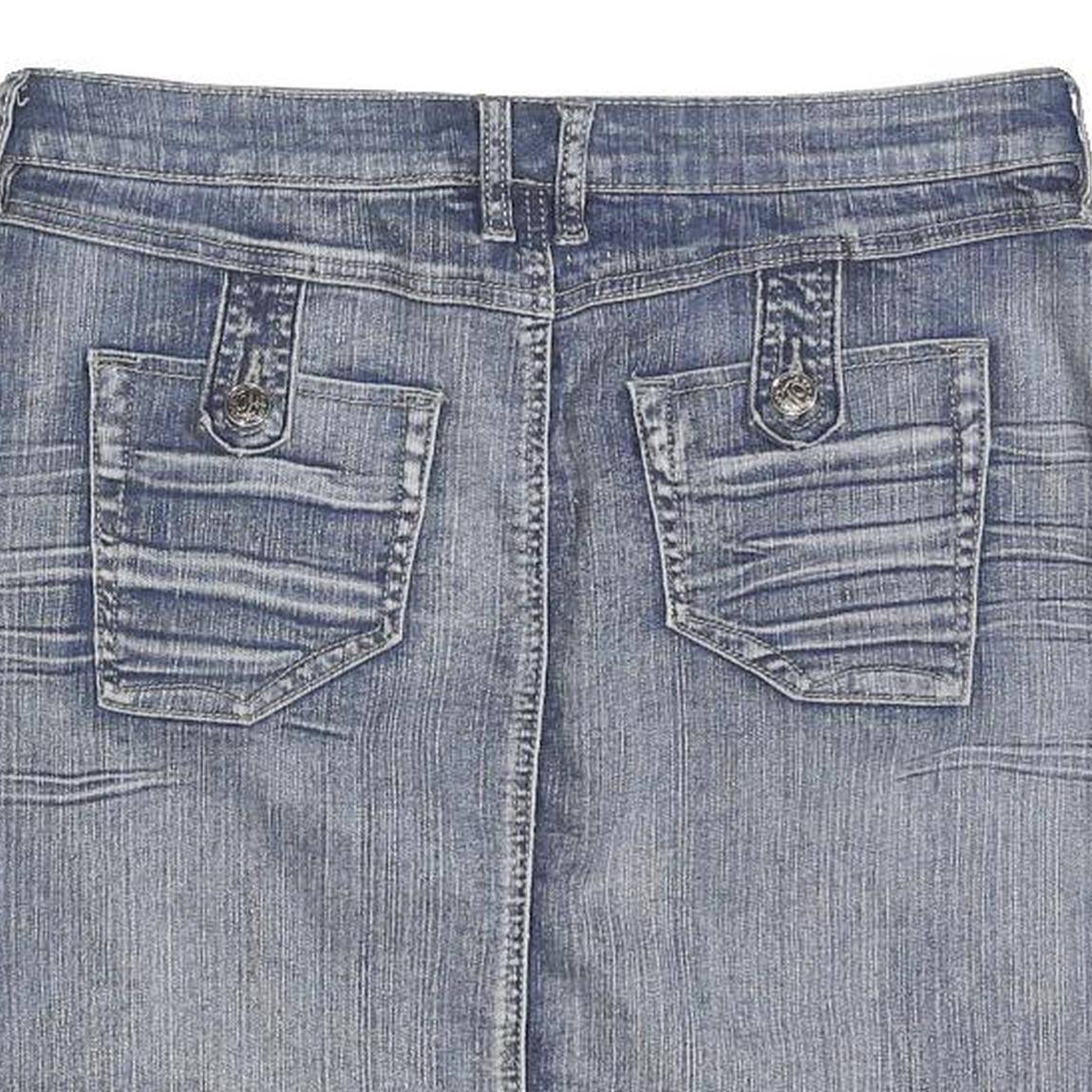 PASHU Womens Blue Denim Mini Cotton Plain Skirt M Casual Streetwear