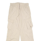 H&M Womens Cotton Blend Beige Relaxed Tapered Trousers W28 L32 Cargo Pockets