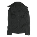 Womens Black Plain Polyester Shirt M Button Long Sleeve Classic Fit