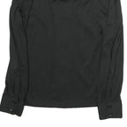 Womens Black Plain Polyester Shirt M Button Long Sleeve Classic Fit