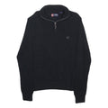 CHAPS Mens Black Pullover Plain Half Zip Basic Knit Jumper M Cotton Comfort