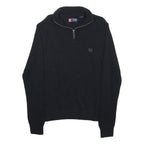 CHAPS Mens Black Pullover Plain Half Zip Basic Knit Jumper M Cotton Comfort