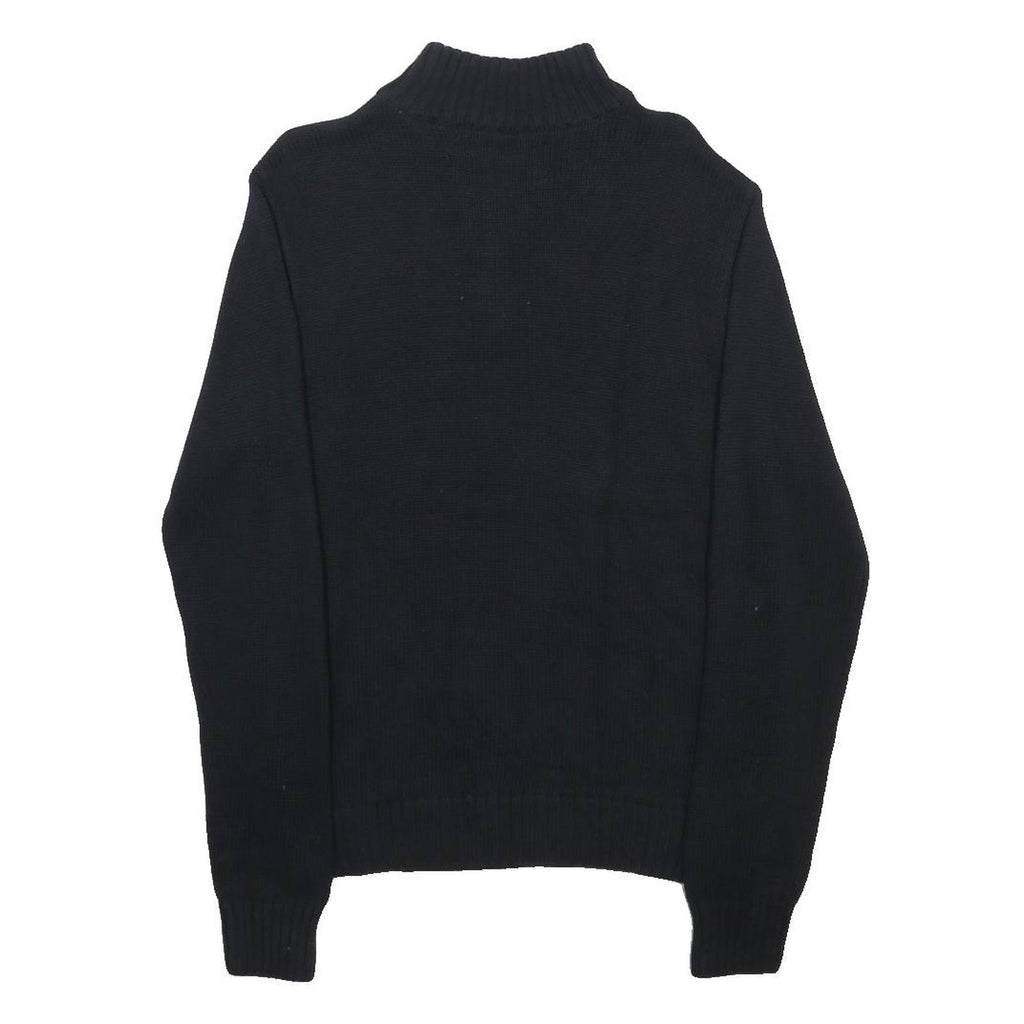 CHAPS Mens Black Pullover Plain Half Zip Basic Knit Jumper M Cotton Comfort