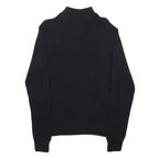 CHAPS Mens Black Pullover Plain Half Zip Basic Knit Jumper M Cotton Comfort