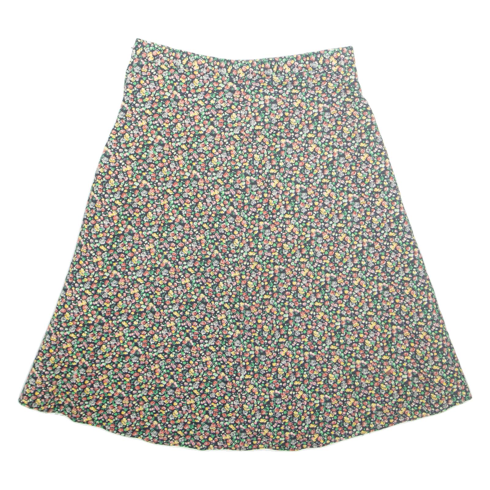 Womens A-Line Skirt Green Midi Floral M
