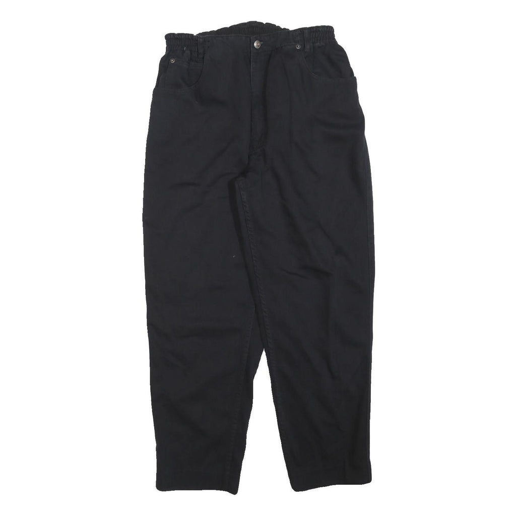 TEDDY'S Womens Cotton Blend Black Relaxed Tapered Trousers W30 L28 Casual Wear