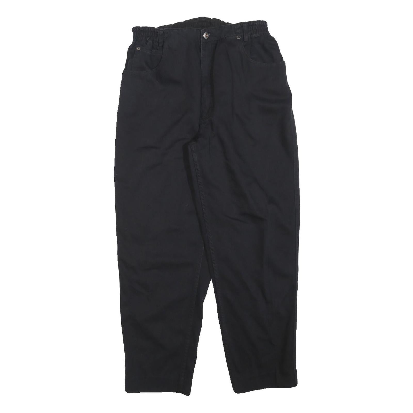 TEDDY'S Womens Cotton Blend Black Relaxed Tapered Trousers W30 L28 Casual Wear