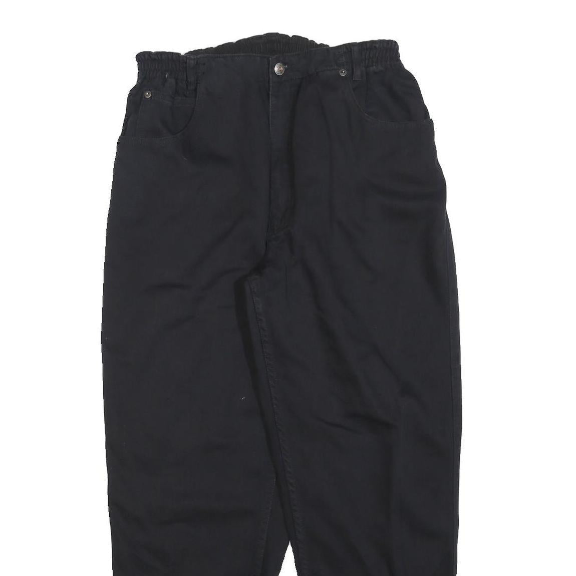 TEDDY'S Womens Cotton Blend Black Relaxed Tapered Trousers W30 L28 Casual Wear