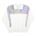 Womens White & Multi Colour Cotton Blend Zip Jacket M Abstract Print Casual