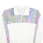 Womens White & Multi Colour Cotton Blend Zip Jacket M Abstract Print Casual