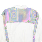 Womens White & Multi Colour Cotton Blend Zip Jacket M Abstract Print Casual