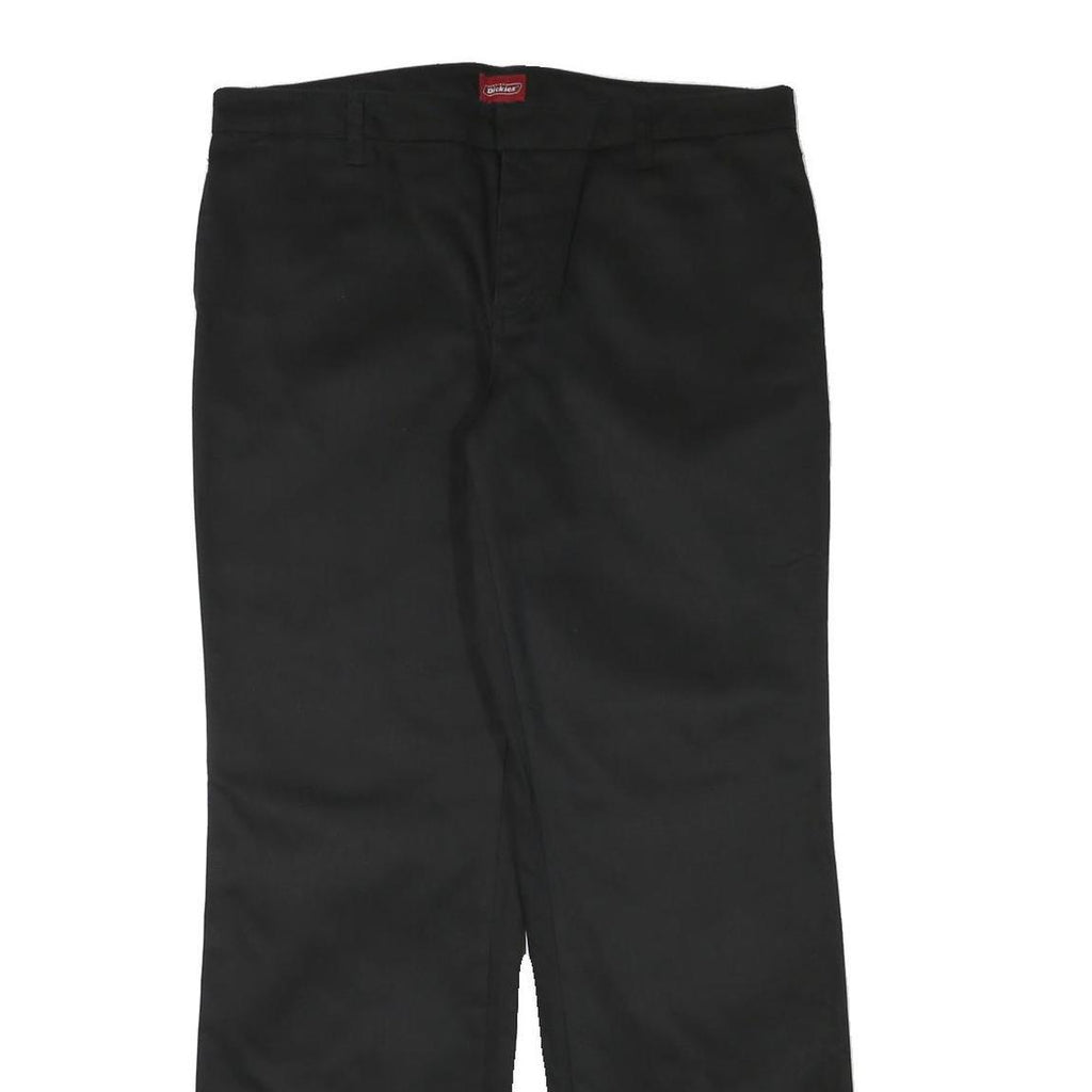 DICKIES Mens Black Regular Fit Straight Leg Trousers W34 L31 Cotton Blend Zip