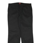 DICKIES Mens Black Regular Fit Straight Leg Trousers W34 L31 Cotton Blend Zip