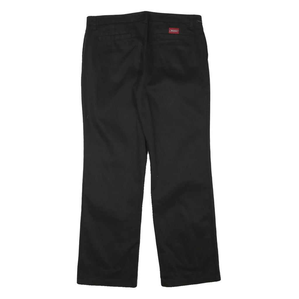 DICKIES Mens Black Regular Fit Straight Leg Trousers W34 L31 Cotton Blend Zip