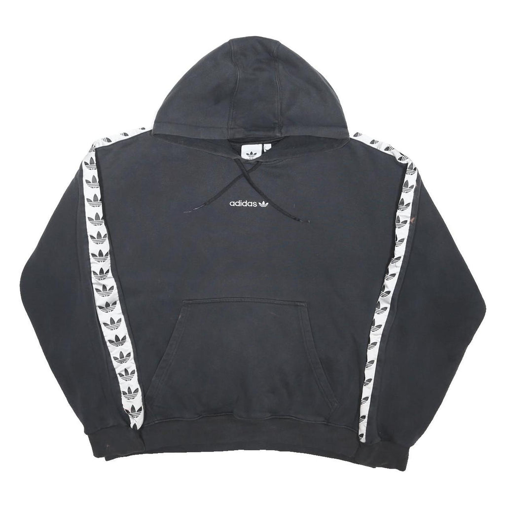 ADIDAS ORIGINALS Mens Black Hoodie XL Cotton Blend Pullover Trefoil Logo