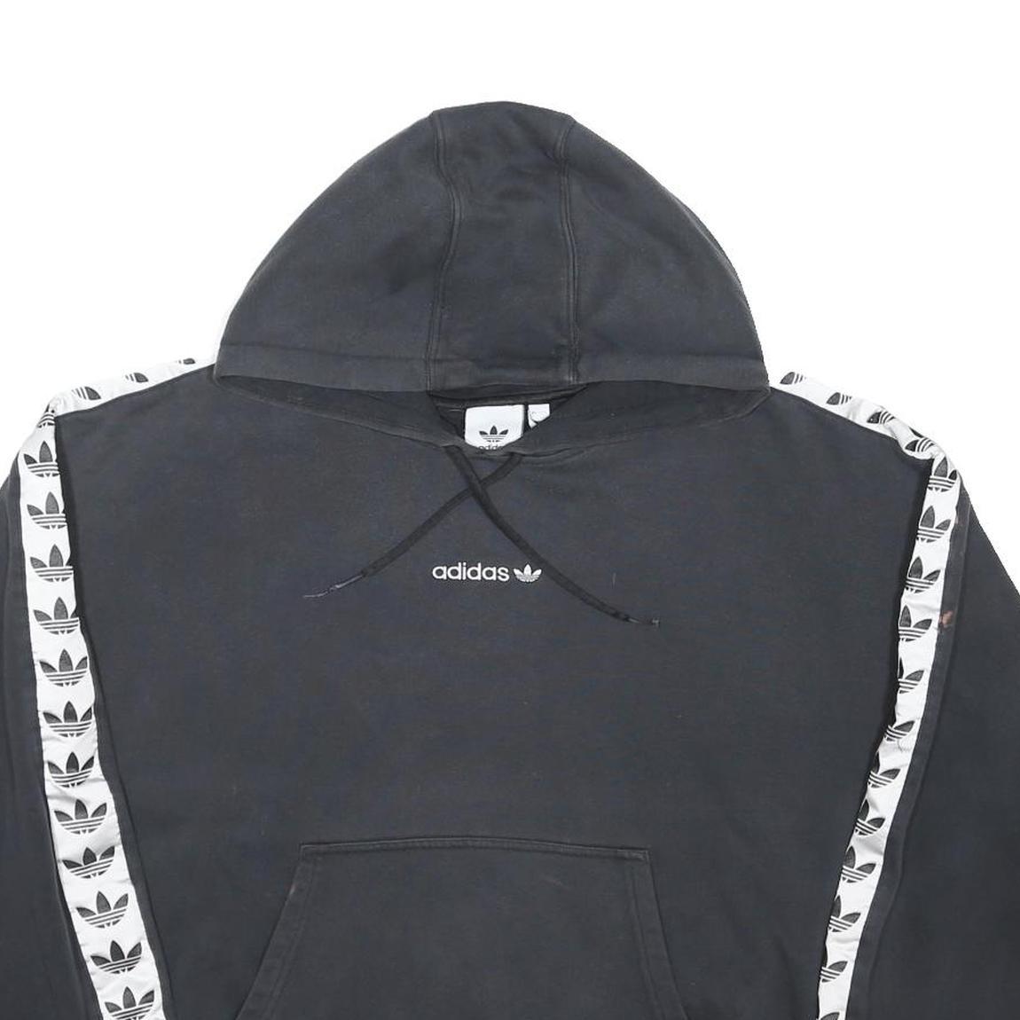 ADIDAS ORIGINALS Mens Black Hoodie XL Cotton Blend Pullover Trefoil Logo