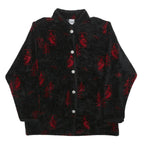 ARTISANS Womens Black Red Button Jacket L Polyester Blend Fleece Graphic