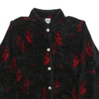 ARTISANS Womens Black Red Button Jacket L Polyester Blend Fleece Graphic