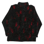 ARTISANS Womens Black Red Button Jacket L Polyester Blend Fleece Graphic