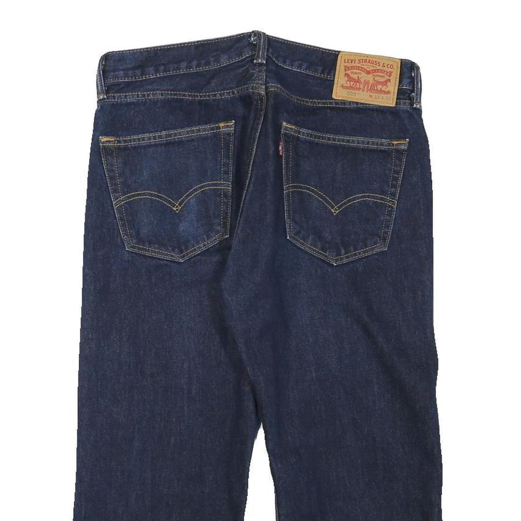 LEVI'S 505 Mens Jeans Blue Regular Straight Denim Raw W33 L21 Zip Closure