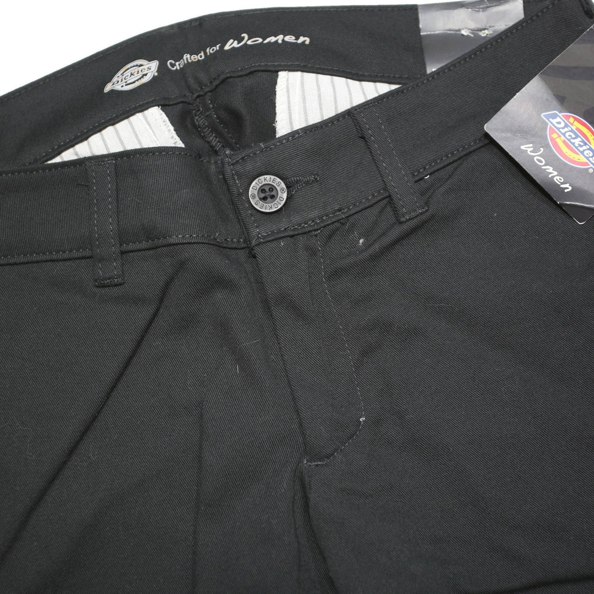DICKIES Womens Black Regular Fit Straight Leg Trousers W30 L32 Workwear Zip