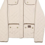 DIESEL Womens Cream & Brown Quilted Jacket XS Polyester Blend Zip Puffer